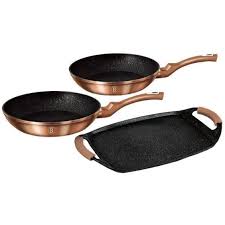 Berlinger Haus Set De 2 Poeles A Frire 1 Plancha Collection Rose Gold En 2020 Poele Inox Poele A Frire Poele