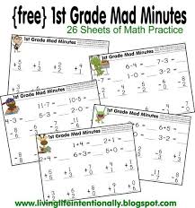 Free Printable 1st Grade Mad Minutes This Is A Fun Math Game To Help Kids Practice Math 1st Grade Math Worksheets First Grade Math Worksheets 1st Grade Math