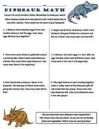 Common Core 2nd Grade Math Word Problems Dinosaur Themed Math Word Problems 2nd Grade Math Math Words