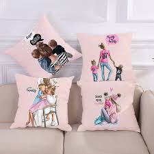 Shop wayfair for all the best machine wash throw pillows. Fashion Black Brown Hair Baby Mom Girl Queen Pillow Case 45 45 Polyester Home Throw Pillows Soft Decorative Cushion Cover For Sofa Chair Pillow Cover Wish