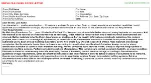 File Clerk Cover Letter