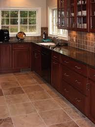 Kitchens Matching Travertine Kitchen Floor And Backsplash And Cherry Kitchen Cabinets Wi Cherry Cabinets Kitchen Travertine Kitchen Floors Kitchen Floor Tile