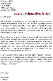 resignation letter template: nurse resignation letter sample