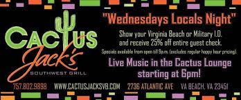 We did not find results for: Local S Night At Cactus Jack S Wednesday Night With Live Music 6 To 9 And 25 Off Food And Drinks Cactus Jack Night Locals