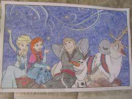 My one complaint would be that i didn't notice the title says giant coloring pages. Elsa Anna Kristoff Olaf And Sven Frozen Northern Lights Giant Coloring Page Northern Lights Art Light Art Art