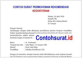 Contoh Surat Permohonan Rekomendasi Kedokteran Kedokteran Surat Pendidikan