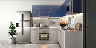 At canada kitchen liquidators, we provide a 3d design services for our customers, suited to their personal. Mix Color Grey Laminate And Blue Acrylic Kitchen Op19 Hpl04
