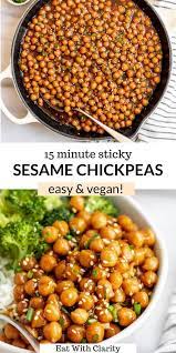 Vegan Sticky Sesame Chickpea Recipe Eat With Clarity Recipe In 2020 Easy Lunch Recipes Recipes Lunch Recipes