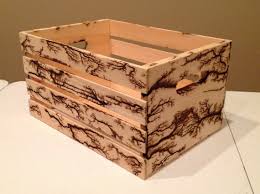 Fractal Burn Pine Wood Crate Wood Crates Wood Burning Crafts Wood Burning Art