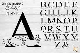 Download Free Svgs Download The Ribbon Banner Alphabet Bundle Svg Monogram Set Free Design Resources