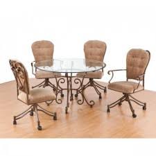 Tempered glass dining table set with faux leather high back 4/6 chairs rectangle. Swivel Tilt Caster Dining Room Sets Tables Chairs