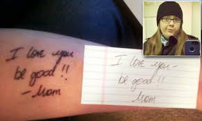 See heart tattoo stock video clips. I Love You Be Good The Touching Tale Of A Daughter Who Tattooed Mother S Last Note Written Hours Before She Died On Her Arm Daily Mail Online