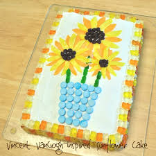 This is such a great idea for birthday parties and keeps you from having to cut pieces from a big cake. Tasty Tuesday Vincent Van Gogh Inspired Sunflower Cake Kids Activities Saving Money Home Management Motherhood On A Dime