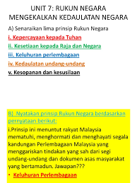 Lecture notes (malaysia & rukun negara). Unit 7 Rukun Negara Mengekalkan Kedaulatan Negara