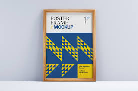 Download Wood Frame Poster Mockup Set In Indoor Advertising Mockups On Yellow Images Creative Store PSD Mockup Templates