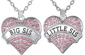 Big Sis Lil Sis Heart Necklace Set Gift For Big Little Sisters Best Friends Bff Daughter Jewelry Jewelry Gift Sets Sister Necklace Sister Necklaces For 2