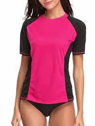 Charmo Women S Short Sleeve Rash Guard Swim Shirt Swimwear Upf 50 Rashguard Top Walmart Com Rash Guard Swimwear Swim Shirts Rash Guard Women Swimwear