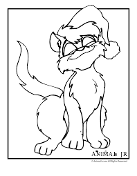 Printable christmas cat coloring pages. Christmas Coloring Pages Christmas Kittens Animal Jr Coloring Home