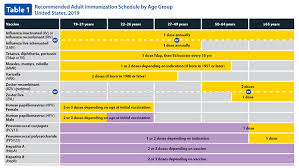 Adult Immunization Schedule By Vaccine And Age Group Cdc