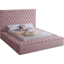 Check spelling or type a new query. Meridian Furniture Bliss Solid Wood Tufted Velvet King Bed In Pink Walmart Com Walmart Com