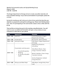 Agenda Environmental Justice and Equity Working Group: August 6, 2024 2:00  PM