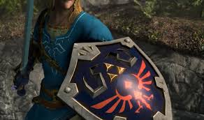 I got a rusty shield with white shield guard, then one with yellow. Skyrim Switch Zelda Gear Guide How To Get The Zelda Master Sword Hylian Shield And Link S Champion S Tunic How To Use Amiibo To Unlock Zelda Items Usgamer