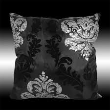 2x Black Silver Damask Pillow Cases Cushion Covers 17 Throw Pillow Case Covers Damask Throw Pillows Damask Pillows