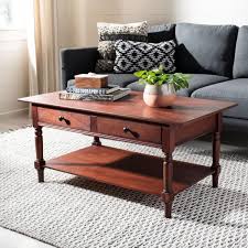 Stockholm large dark solid wood coffee table. Safavieh Boris 42 In Dark Cherry Large Rectangle Wood Coffee Table With Drawers Amh5706d The Home Depot