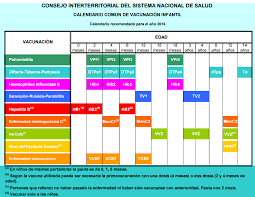 Los términos calendario de vacunación (españa y argentina), cartilla de vacunación (méxico) y esquema de inmunizaciones (venezuela), entre otros, sirven para hacer referencia al cuadro en el que se registran las vacunas aplicadas a niños y a adultos. Archivo Calendario Comun De Vacunacion Infantil Espana 2016 Png Wikipedia La Enciclopedia Libre