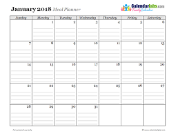 2018 Monthly Menu Planner Daily Planner Template Monthly Planner Template Planner Template