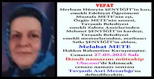 METE AİLESİNE BAŞSAĞLIĞI DİLERİZ..