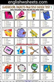 Classroom Objects Esl Printable Multiple Choice Tests For Kids Classroom Objects Esl Printab Learning English For Kids English Classroom Classroom Language