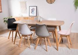Uk delivery & finance available. Retro Solid Mango 6 Seater Dining Set 150cm Scandi Style Plastic Chairs Scandi Dining Room Scandi Chair Scandinavian Dining Room
