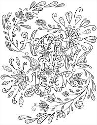 Printable coloring pages of pretty floral line art. Printable Floral Happy New Year Adult Coloring Page