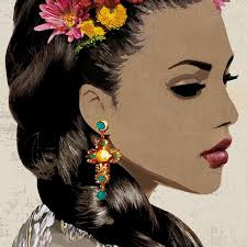 Bonita de Flores, Corona de Flores by Mark Chandon Woman with Flowers  Canvas Art Set of 2