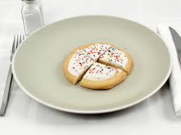 For a serving size of 1 oz ( 28.35 g) how many calories are in sugar cookies? Calories In 1 Cookie S Of Iced Sugar Cookie