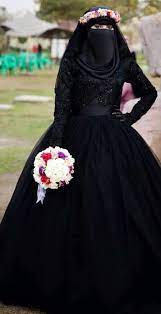 Tassu Gudi Muslim Wedding Dress Hijab Bride Black Wedding Dresses Islamic Dress