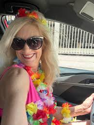 That Blonde…just headed￼￼ to do what I love,🎶🥰entertaining some Seniors.  🤷‍♀️ Can you guess the theme? Lol! How about some island tunes to make  them smile? (Aquila Quiaoit Tamaseu… hope I remember