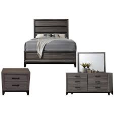 Shop for dresser and nightstand sets online at target. Galaxy Home Sierra 4 Piece Wood Queen Panel Bedroom Set In Rustic Gray 2556 09 404