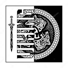 The americans mainly associate the wolf with courage, valor, and also faithfulness, and hunting. Fierce Wolf Symbol Of A Viking Totemic Animal Of Celts Traditional Circular Pattern Poster In Nordic Style Illustration Of Scandinavian Myths For T Shirt Print Triskelion Triskele Premium Vector In Adobe