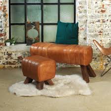 Banc De Cheval En Cuir Marron Mobilier De Salon Tabouret Bancs