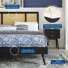 Maybe you would like to learn more about one of these? Kelsea Cane And Wood Platform Bed With Splayed Legs Contemporary Modern Furniture Modway
