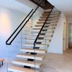 Mono Floating Staircase with White oak Treads and Glass ...