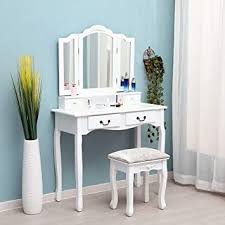 Basic Center Elegant Modern Vanity Dressing Table Set Makeup Desk Cosmetics Holder In 2020 Dressing Table Vanity Dressing Table With Drawers Storage Furniture Bedroom