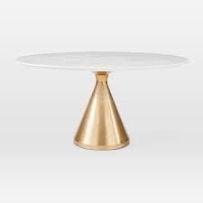 Silhouette Pedestal Round Dining Table White Marble Antique Brass West Elm In 2020 Pedestal Dining Table Round Dining Table Dining Table
