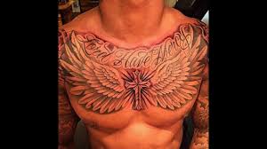 Painted angel wings tattoo right side view/caption. Angel Wings Tattoo On Chest Youtube