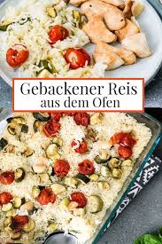 Gebackener Reis Mit Kirschtomaten Zucchini Und Knoblauch Rezept Gebackener Reis Kirschtomaten Herzhafte Speisen