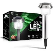 Solarglow Stainless Steel Led Solar Garden Lights 15 Lumens Bright White Waterproof 6 Pack Best Outdoor Solar Lights Solar Lights Garden Best Solar Garden Lights