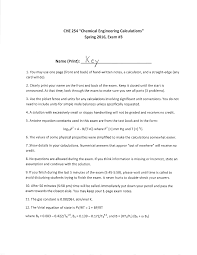 Chemistry unit 5 test answer key. Exam 3 With Answer Key Chemistry Calculations Che 254 Docsity