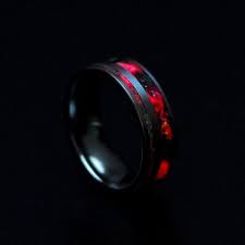 Red Fire Opal Ring Opal Engagement Ring Opal Wedding Ring Meteorite Ring Men Tungsten Ring Women Simple Elegant Ring Glowstone Ring Mannen Ringen Trouwringen Man Eenvoudige Trouwringen